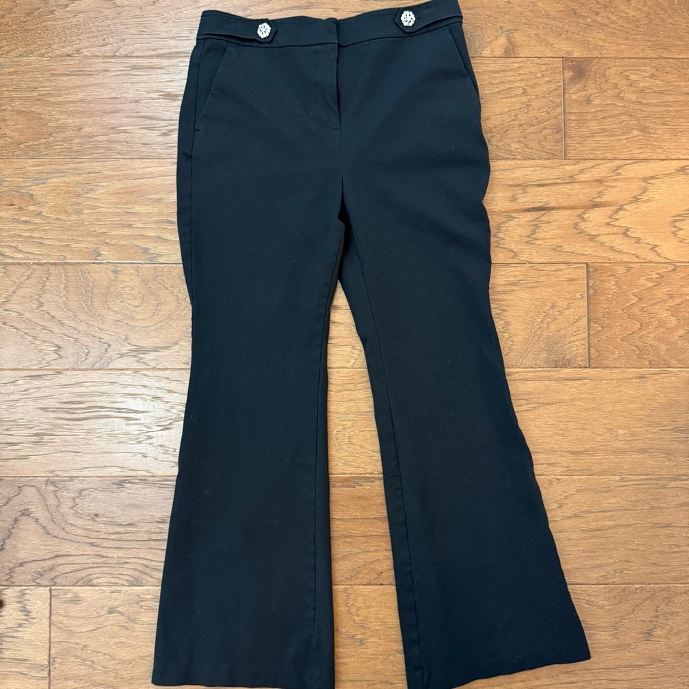 LOFT Black Trousers with Diamond Button Accents